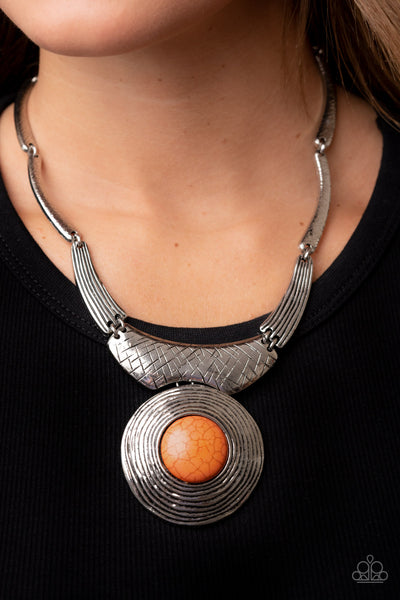 Paparazzi-EMPRESS-ive Resume - Orange Necklace
