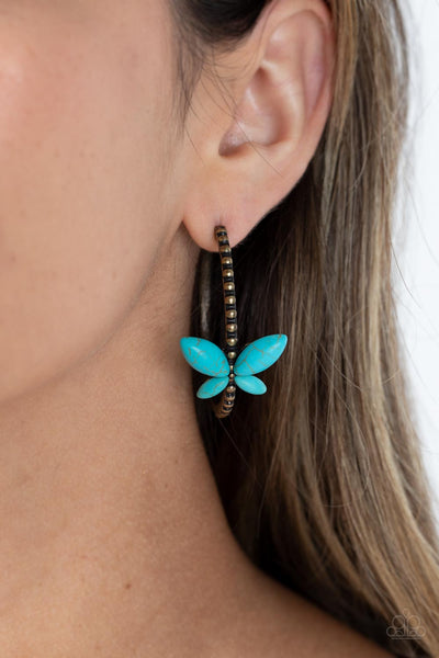 Paparazzi-Bohemian Butterfly - Brass Earring