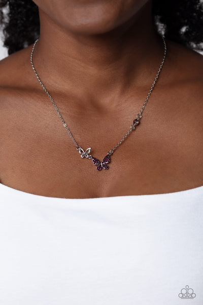 Paparazzi-Cant BUTTERFLY Me Love - Purple Necklace