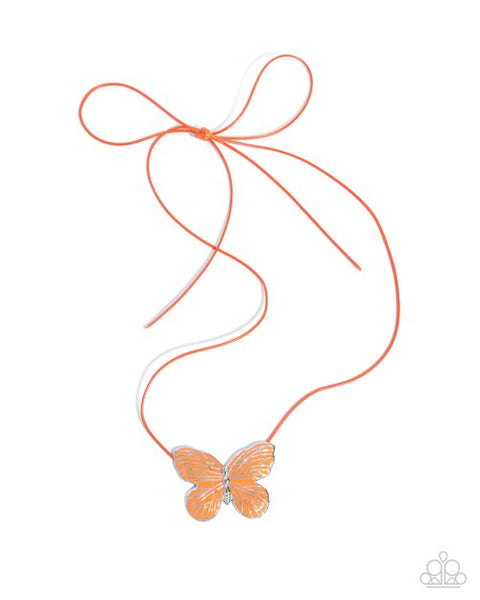 Paparazzi-Fluttering Fervor- Orange Necklace