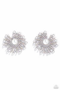 Paparazzi - Fancy Fireworks - White Post Earrings Earring