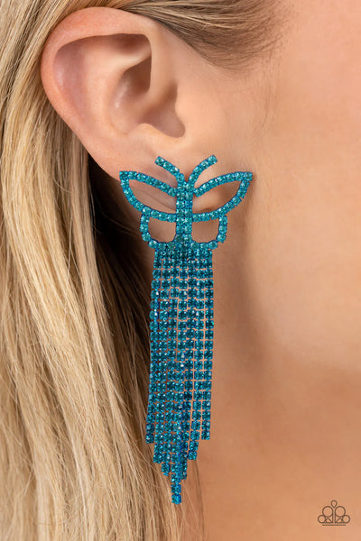 Paparazzi-Billowing Butterflies - Blue Earring
