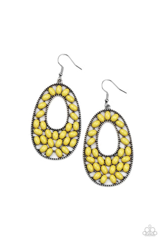 Paparazzi-Beaded Shores - Yellow-Earring