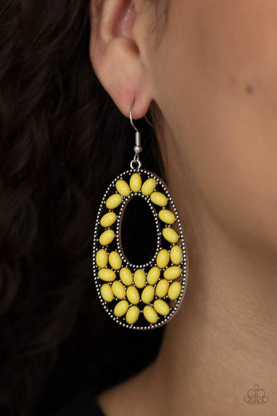 Paparazzi-Beaded Shores - Yellow-Earring