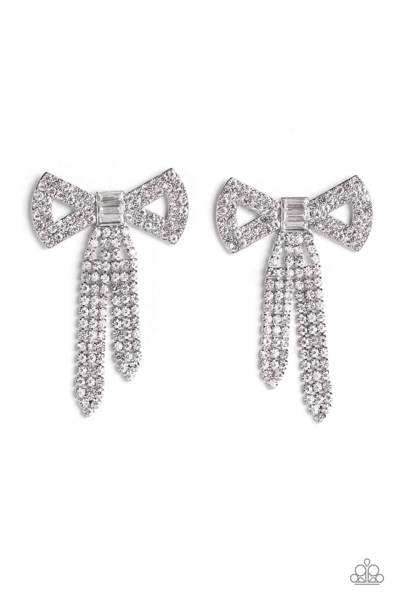 Paparazzi-Just BOW With It - White Earring