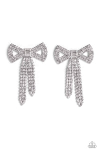 Paparazzi-Just BOW With It - White Earring
