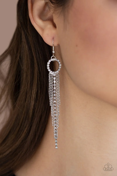Paparazzi-Pass The Glitter - White Earring