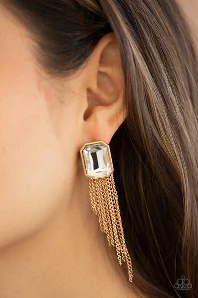 Paparazzi-Save for a REIGNy Day - Gold Earring