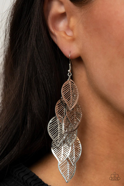 Paparazzi-Limitlessly Leafy - Silver Earring