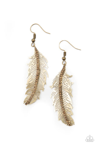 Paparazzi-Fearless Flock - Brass Earring