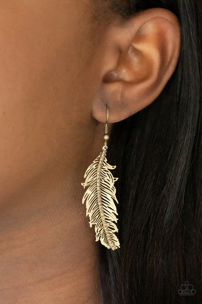 Paparazzi-Fearless Flock - Brass Earring