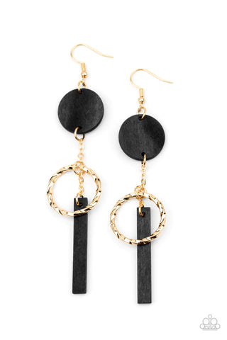 Paparazzi-Raw Refinement - Black Earring