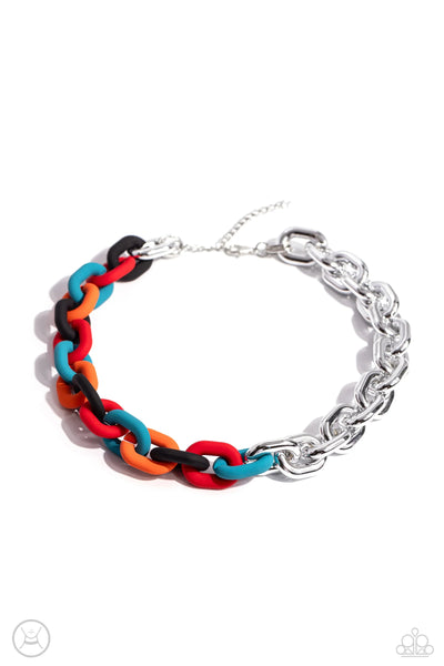 Paparazzi-SOLD AS A SET ONLY-Contrasting Couture - Black (Choker) Necklace & Bracelet Set