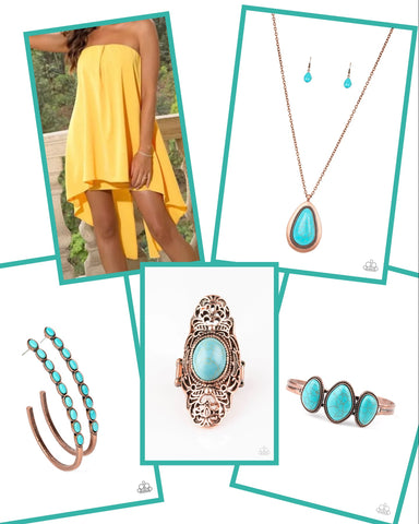 Paparazzi-Summer Breeze Copper & Turquoise Set