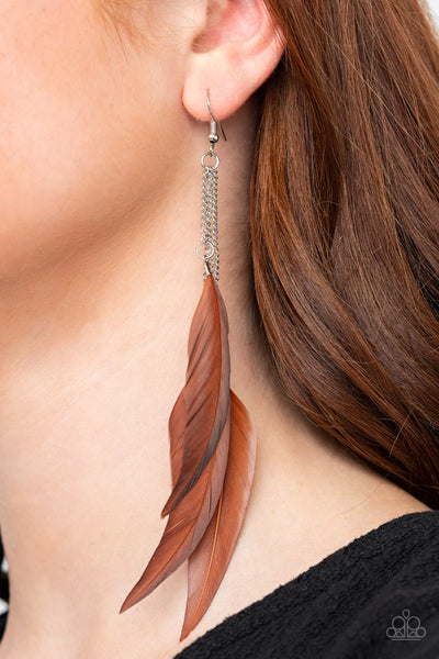 Paparazzi-West Side Western - Brown Earring