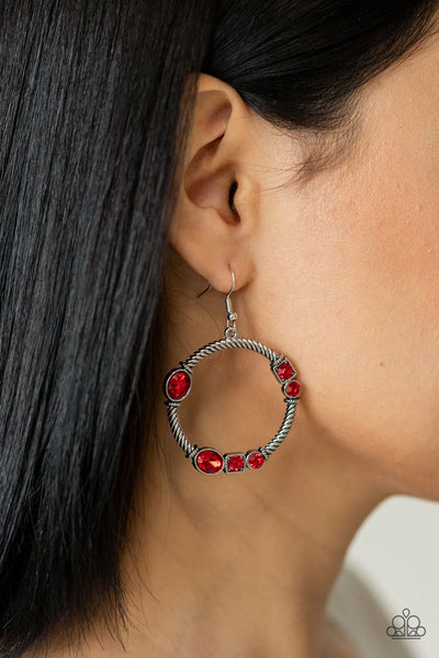 Paparazzi-Glamorous Garland - Red Earring