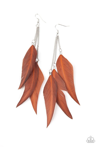 Paparazzi-West Side Western - Brown Earring
