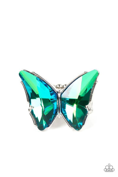 Paparazzi-Fluorescent Flutter - Green Ring
