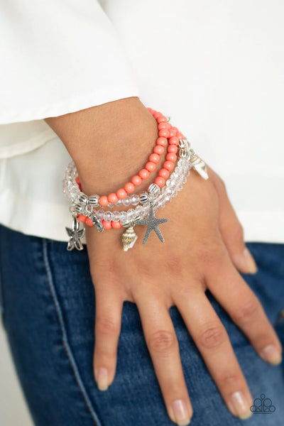 Paparazzi-Ocean Breeze - Orange Bracelet