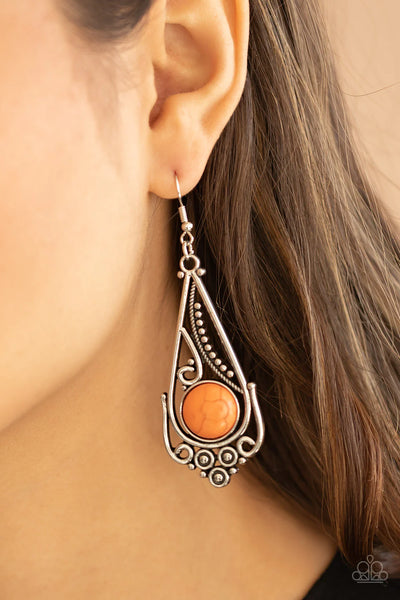 Paparazzi-Canyon Climate - Orange Earring