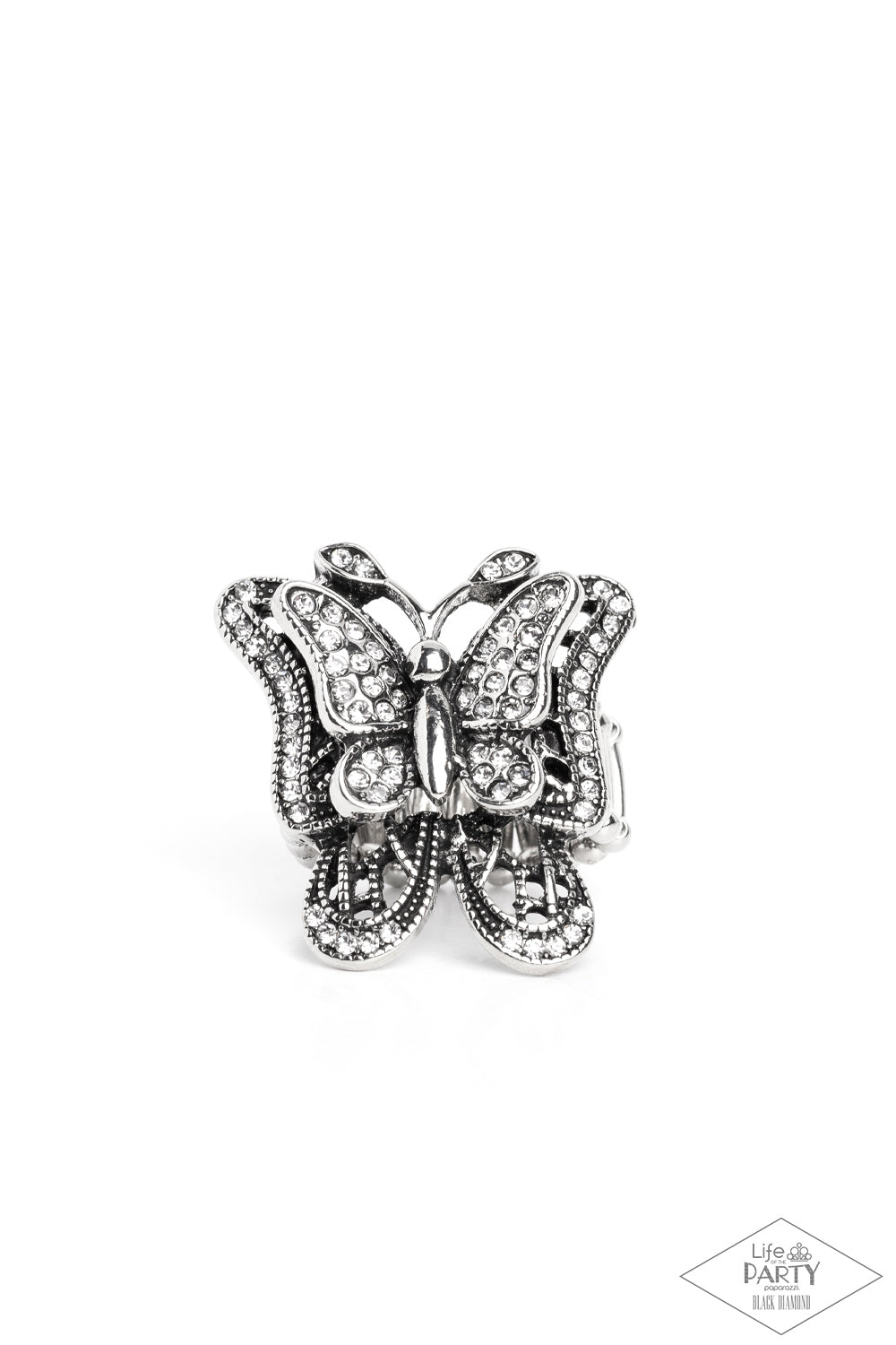 Paparazzi-Free To Fly - White Butterfly Ring