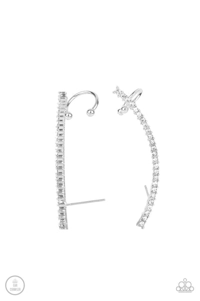 Sleekly Shimmering - White Earring