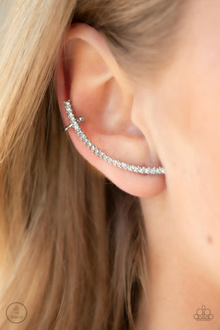 Sleekly Shimmering - White Earring