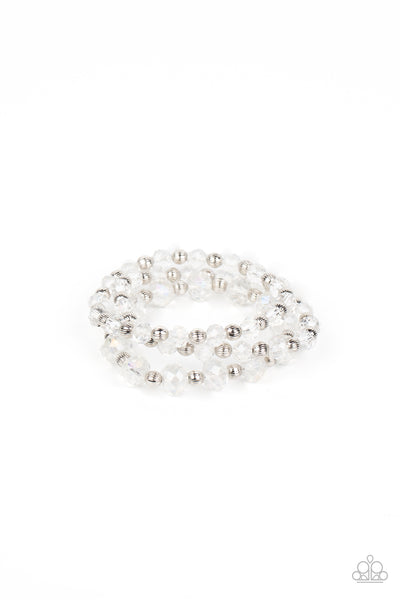 Eiffel Tower Tryst - White Iridescent Bracelet