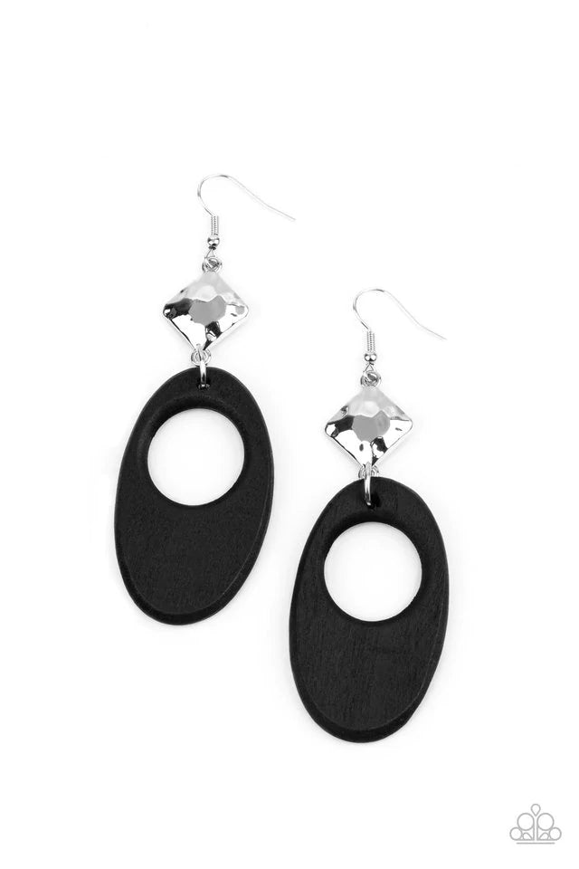 Retro Reveal Black Earring