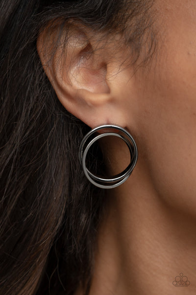 Paparazzi-Always In The Loop - Black Earring