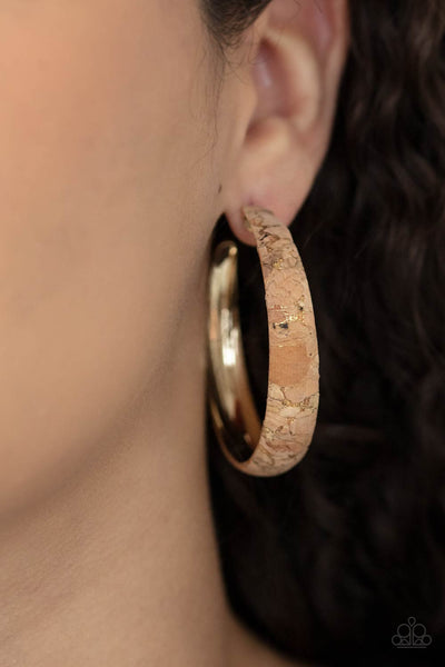 Paparazzi A CORK In The Road - Gold Earring