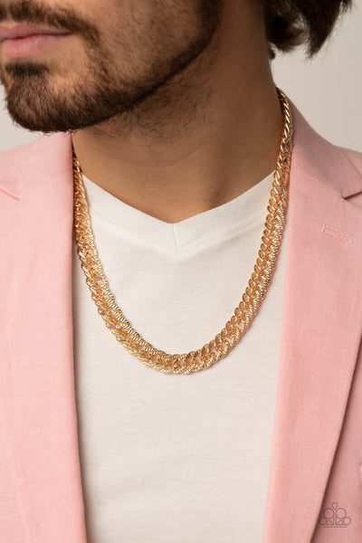 Paparazzi-Urban Uppercut - Men's Gold Necklace