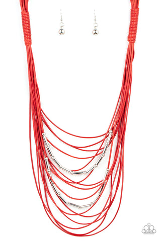 Paparazzi-Nice CORD-ination - Red Earring