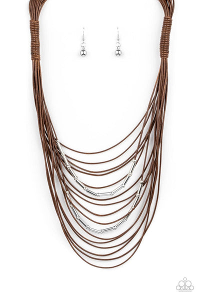 Paparazzi-Nice CORD-ination - Brown Necklace