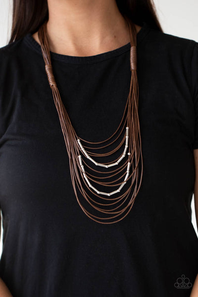 Paparazzi-Nice CORD-ination - Brown Necklace