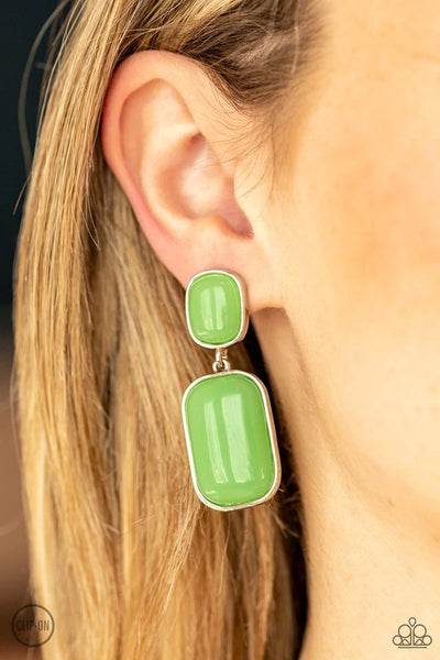 Meet Me At The Plaza Green Clip-On Earring