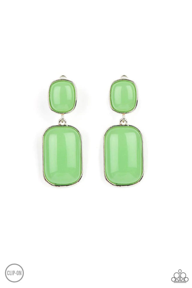 Meet Me At The Plaza Green Clip-On Earring