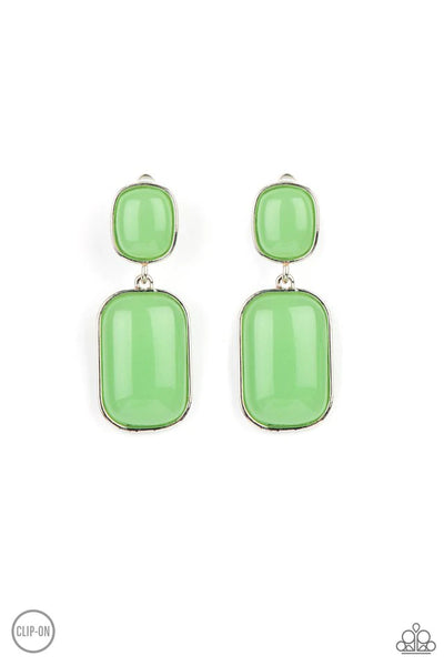Meet Me At The Plaza Green Clip-On Earring