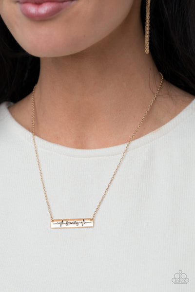 Paparazzi-Living The Mom Life - Gold Necklace