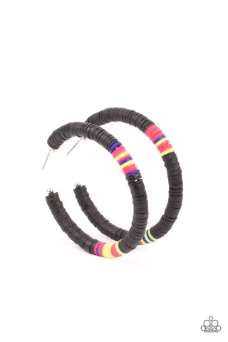 Colorfully Contagious Black Hoop Earring