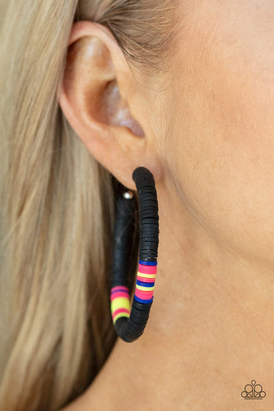 Colorfully Contagious Black Hoop Earring