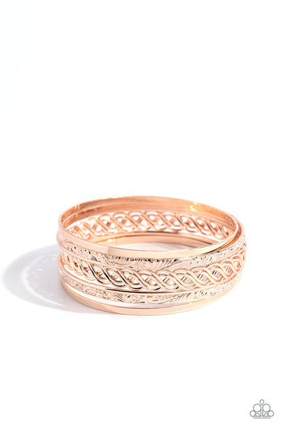 Paparazzi-Stockpiled Shimmer - Rose Gold Bracelet