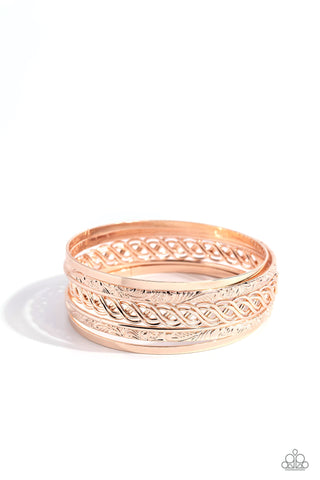 Paparazzi-Stockpiled Shimmer - Rose Gold Bracelet