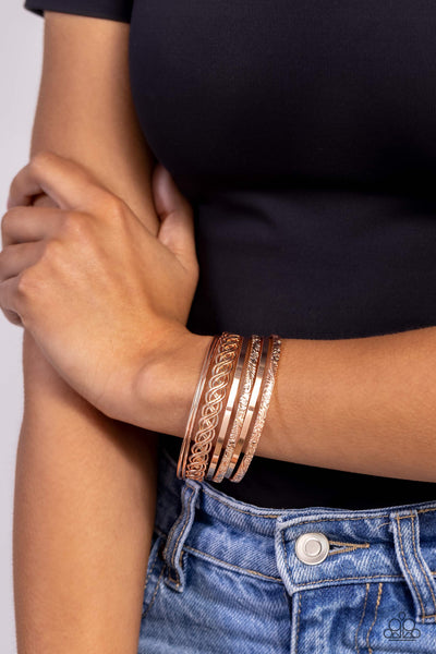 Paparazzi-Stockpiled Shimmer - Rose Gold Bracelet
