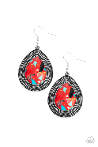 Paparazzi-Terrazzo Tundra - Red Earring