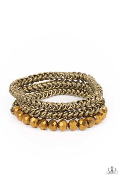 Paparazzi-Gutsy and Glitzy - Brass Bracelet