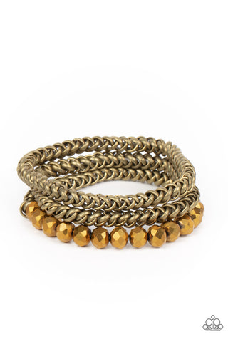 Paparazzi-Gutsy and Glitzy - Brass Bracelet