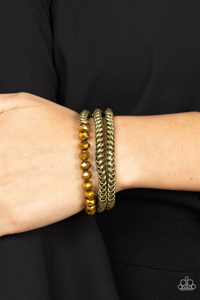 Paparazzi-Gutsy and Glitzy - Brass Bracelet