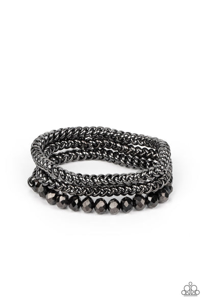 Paparazzi-Gutsy and Glitzy - Black Bracelet