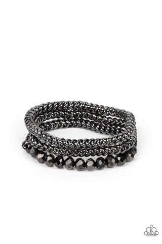 Paparazzi-Gutsy and Glitzy - Black Bracelet